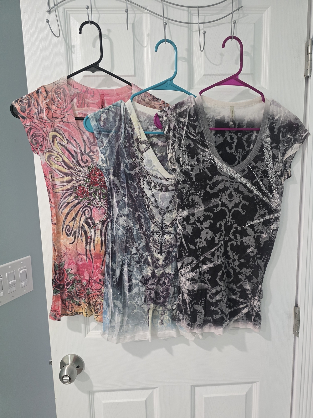 For All 3 American Age Junior Women’s Burnout Sheer Short Sleeve Top